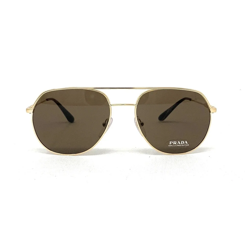 PRADA SPR 55U 5AK-8C1 Pilot Men's Sunglasses Conceptual‎ Gold w/ Brown 57mm